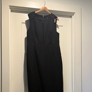 J. Crew Textured Black Sleeveless Midi Sheath Dress